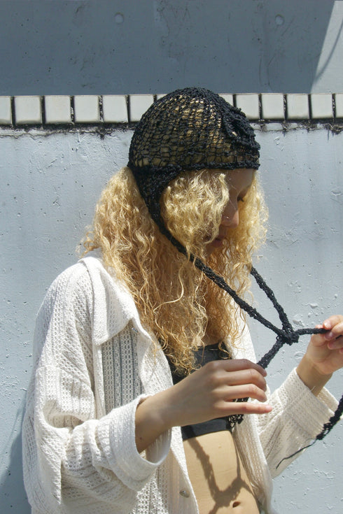 Merbeau × Cycle HANDMADE SPIRAL SUMMER BONNET -BLACK-